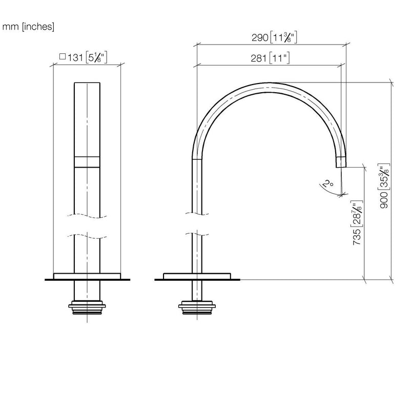 Dornbracht - Wanneneinlauf freistehend MEM 13672780-06 Ausladung 280mm platin geb