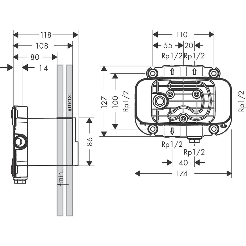 Hansgrohe - Thermostatmodul Unterputz AXOR ONE Grundset