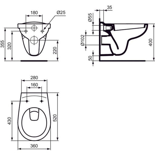 Ideal Standard - Wand-WC EUROVIT V3906 weiß