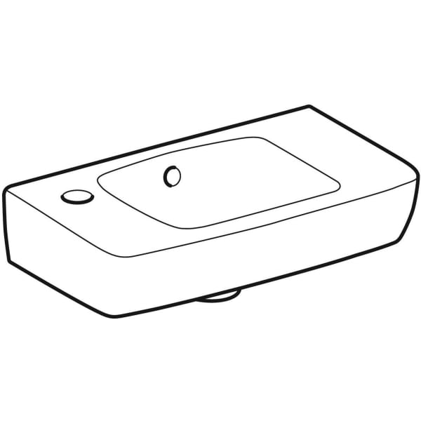 Geberit Vertriebs - RENOVA Compact HWB, verk. Ausladung Ablg., 45x25cm, Hl. li, m.Ül., weiß, NEU