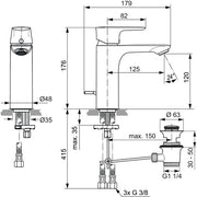 Ideal Standard - WT-Arm.CONNECT AIR, ND,Grande,5l/min, m.Ablgarn., Ausld.125mm, Blizzard silver