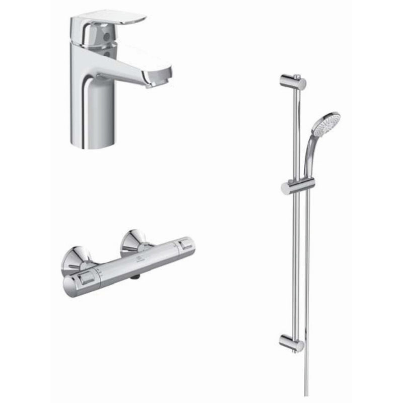 Ideal Standard - Armaturenpaket CERAFLEX, mit WT-Arm., Brause-Term. und Brausekombination,Chrom