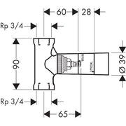 Hansgrohe - Grundkörper Absperrventil AXOR DN20