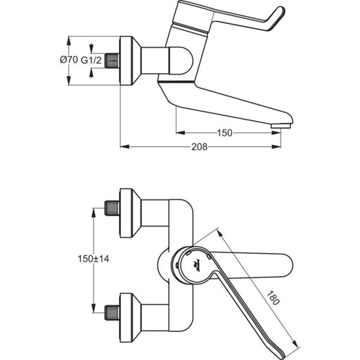Ideal Standard - WT-Wand Sicherheitsarmatur CERAPLUS B8314A chrom