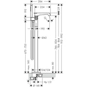 Hansgrohe - Wannenmischer AXOR CITTERIO E Fertigset zur Bodenmontage chrom