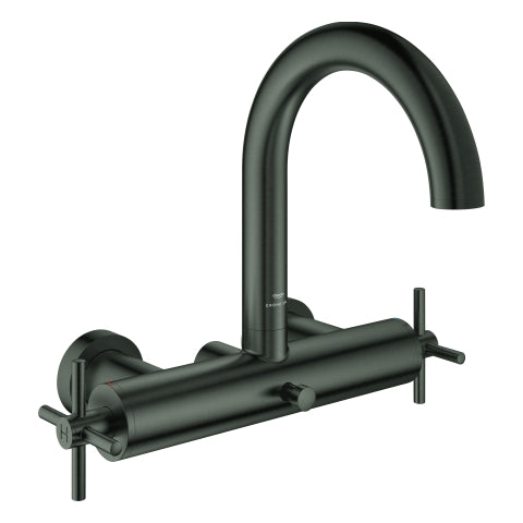 Grohe - 2-Griff-Wannenbatt. Atrio 25268 Wandmontage Kreuz-Gr. hard graphite geb