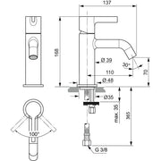 Ideal Standard - Waschtischarmatur JOY, o.Ablgarn., Ausld.110mm, Chrom