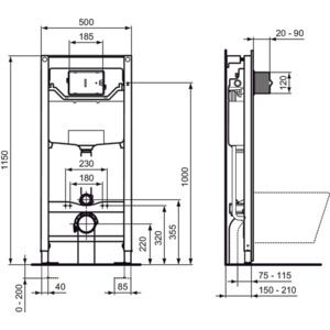 Ideal Standard - WC-Element 120 M PROSYS, mechanisch