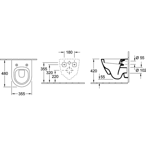 VILLEROY & BOCH - Wand-WC compact SUBWAY 2.0 5606 355x480 weiß