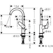 Hansgrohe - Waschtischmischer 210 Logis MSW mit Schwenkauslauf