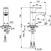 Ideal Standard - WT-Arm. CONNECT AIR, Piccolo,5l/min., o.Ablgarn., Ausld.90mm, Magnetic grey