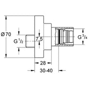 Grohe - Anschlussverschraubung ATRIO 45631 für Wannen-/Brausebatterie AP chrom