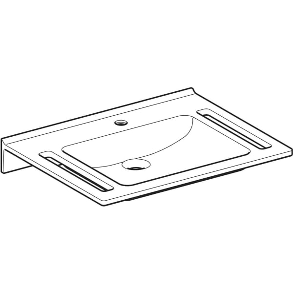 Geberit Vertriebs - Waschtisch AGILO, Varicor, 700x550mm mit Ausschnitte, m. Hl., o. Ül., weiß