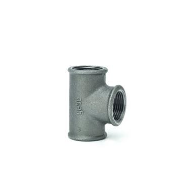 Gebo - Armaturen - Temperguss-T-Stück Nr.130 3 90 Grad, schwarz