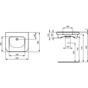 Ideal Standard - Waschtisch CONTOUR 21 650mm S2534 unterfahrbar, o.HL weiß