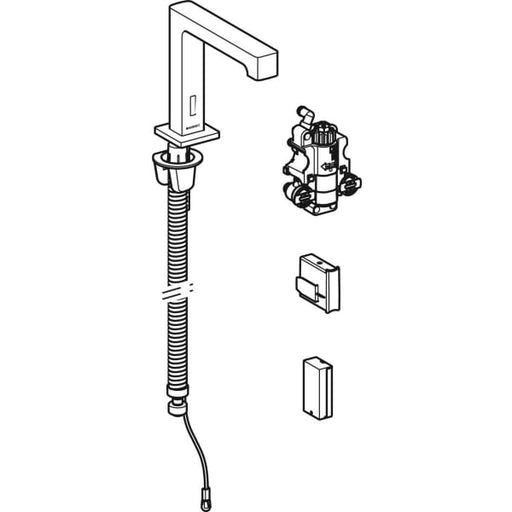 Geberit Vertriebs - Brenta WT-Arm., Standmontage, Batt. für UP-Funkt.Box, m.Therm.Misch., chrg