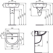 Ideal Standard - Waschtisch EUROVIT, 1 Hl., m.Ül., 550x460x175mm, Weiß