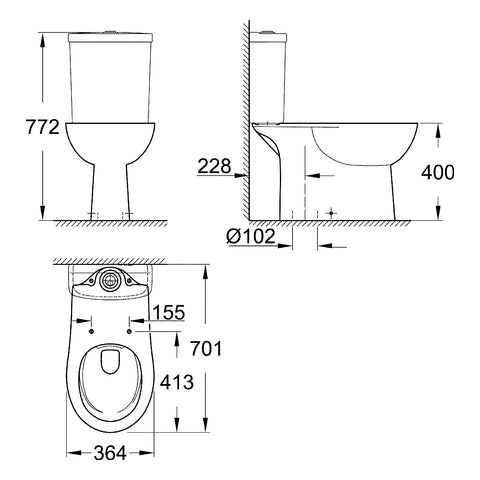 Grohe - Stand-WC-Kombination Bau Keramik 39429 ohne Spülkasten alpinweiß
