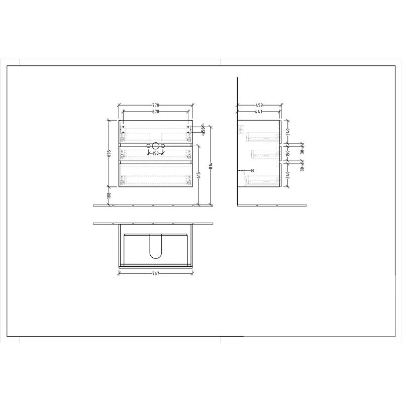 VILLEROY & BOCH - Möbelset 05 A18 Waschtisch 800mm WT-Unterschrank 3 Auszüge RR Macchiato