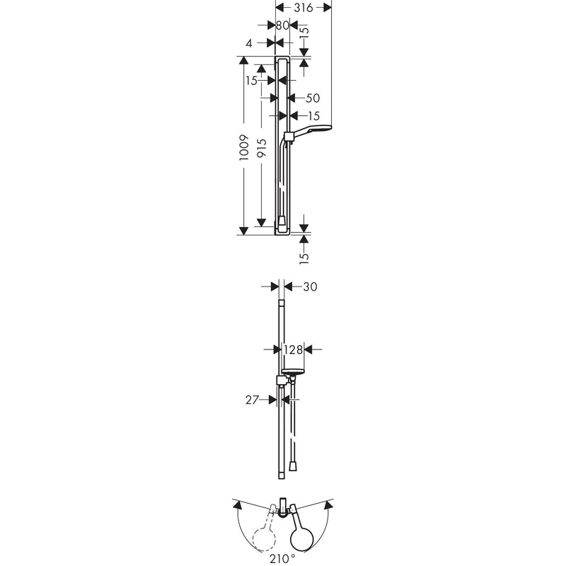 Hansgrohe - Brausenset Axor Citterio E 900mm chrom mit Handbrause 120 3jet