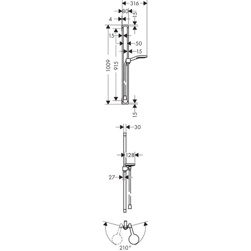 Hansgrohe - Brausenset Axor Citterio E 900mm chrom mit Handbrause 120 3jet