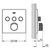 Grohe - Thermostat GROTHERM SmartControl 29126 eckig FMS 3 ASV hard graphite geb