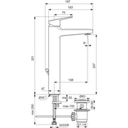 Ideal Standard - Waschtischarmatur CERAPLAN H250 m.Ablaufgarn. Ausld.138mm Chrom