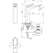Ideal Standard - WT-Armatur CONCA, m.verl.Sockel, m.Ablgarn., Ausld.150mm, Magnetic grey