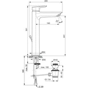 Ideal Standard - WT-Arm.TESI, BlueStart,m.verl.Sockel, 5 l/min., m.Ablgarn., Ausld.140mm, Chrom
