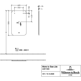 VILLEROY & BOCH - Spiegel More to See Lite A47910 600x1000x24mm mit Beleuchtung
