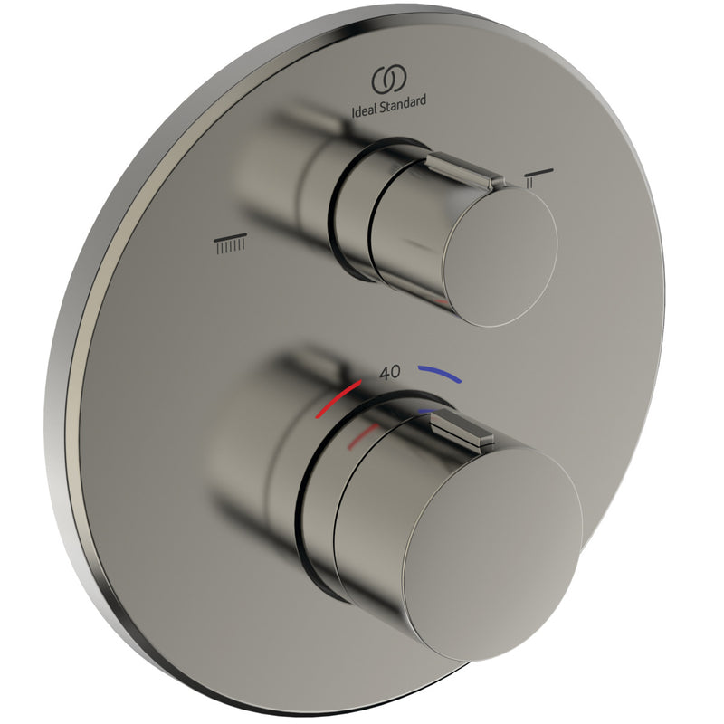 Ideal Standard - IS Badethermostat UP Ceratherm T100 Rosette d:163mm Silver Storm