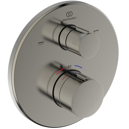 Ideal Standard - IS Badethermostat UP Ceratherm T100 Rosette d:163mm Silver Storm