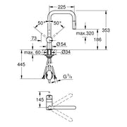 Grohe - EH-Spültischbatterie MINTA 32322 U-Auslauf azb. DUAL Spülbrause chrom