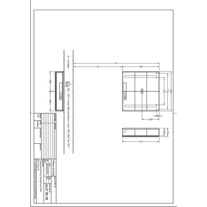 VILLEROY & BOCH - Vorbau-Spiegelschrank My View 14 800x750x173mm mit Beleuchtung