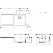 Hansgrohe - Einbauspüle 450 mit Abtropffläche S514-F450 GS