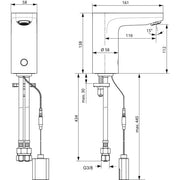 Ideal Standard - Sensor-WT-Armatur CERAPLUS, o. Misch. Batteriebetrieben, Ausld. 116mm, Chrom