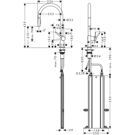 Hansgrohe - Spültischmischer 210 TALIS M54 Ausziehbrause 2jet sBox chrom