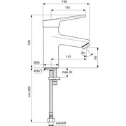 Ideal Standard - Waschtischarmatur CERAPLUS 2 ohne Ablaufgarn., Ausld. 112mm, Chrom