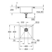 Grohe - Edelstahlspüle K700 31578_1 1 Becken 464x464 mm