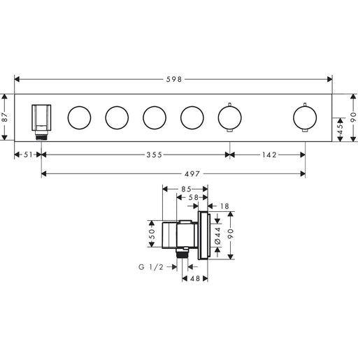 Hansgrohe - Thermostatmodul Unterputz Select AXOR Fertigset 4 Verbraucher chrom