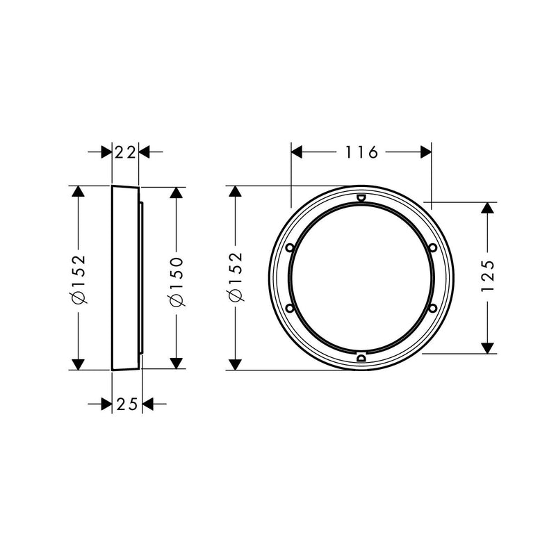 Hansgrohe - Verlängerungsrosette für iBox universal D.150mm 13597000 chrom