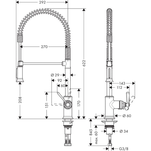 Hansgrohe - Spültischmischer AXOR Montreux Semi-Pro chrom