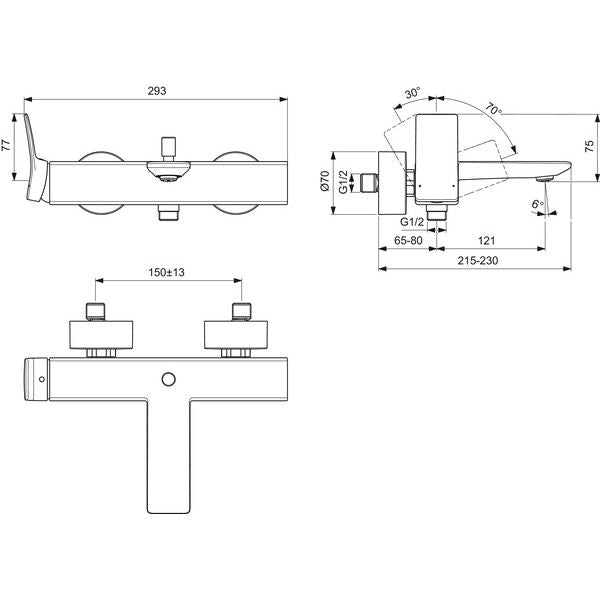 Ideal Standard - Badearmatur AP CONCA, Magnetic grey