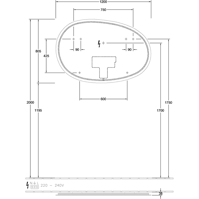 VILLEROY & BOCH - Spiegel Antao A47612 1200x805x38mm mit Beleuchtung