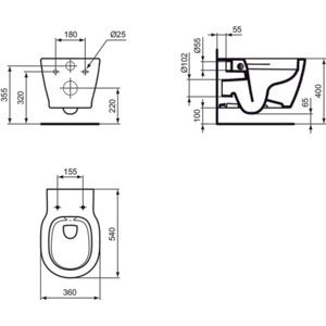 Ideal Standard - spülrandlose WC CONNECT E8174 weiß