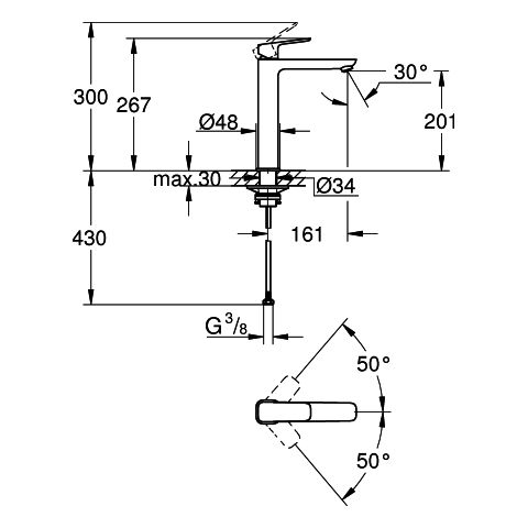 Grohe - EH-Waschtischbatterie Cubeo 101729 XL-Size glatter Körper matt black