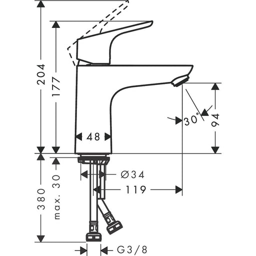 Hansgrohe - Waschtischmischer 100 FOCUS LowFlow chrom ohne Ablaufgarnitur