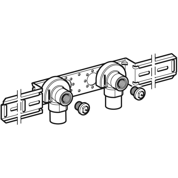 Geberit Vertriebs - FlowFit Anschlusswinkel 90Gr vormontiert 2-fach Rg+ d16-Rp1/2 AD10