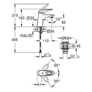 Grohe - EH-WT-Batt. EUROSTYLE 23929 S-Size Push-open Abl.grt. Hebel offen chrom