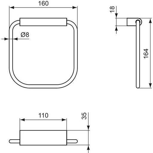 Ideal Standard - Handtuchring CONNECT A9101AA eckig schwenkbar chrom